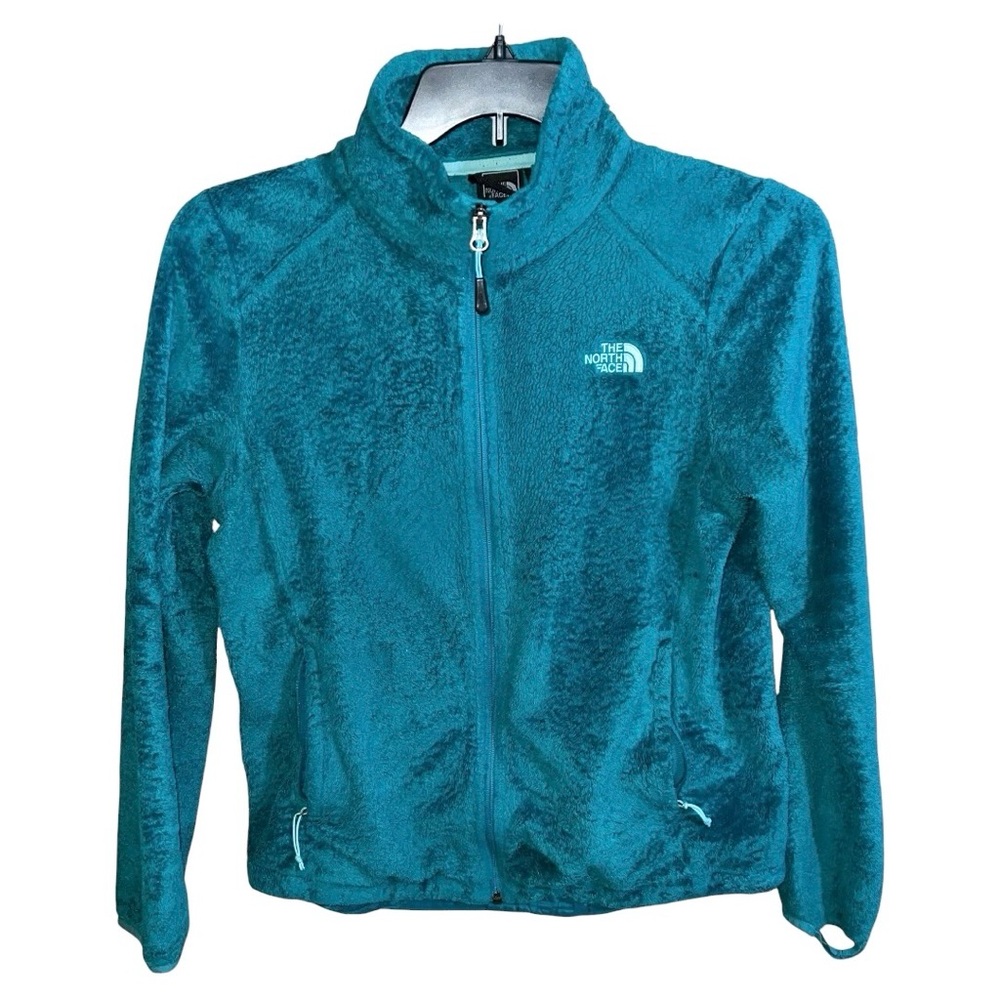 The North Face Fleece Sweater Women’s Size M Teal Front Zip Long Sleeve